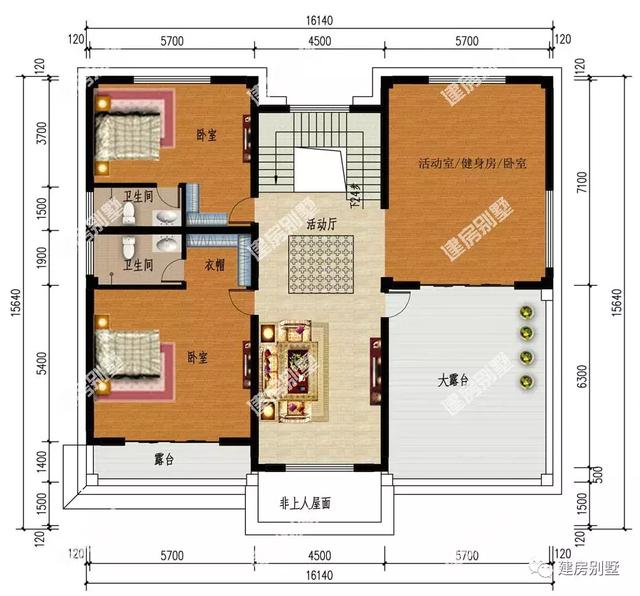 三棟都是面寬超過16米的兩層別墅設計圖，第二棟氣勢直逼城市豪宅。