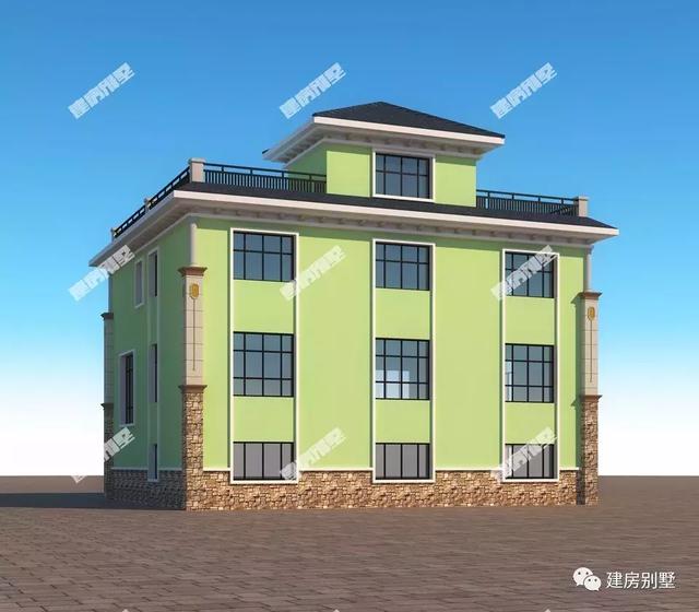 三棟都是面寬超過16米的兩層別墅設計圖，第二棟氣勢直逼城市豪宅。