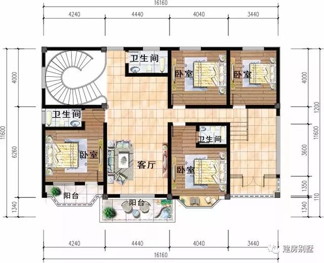 三棟都是面寬超過16米的兩層別墅設計圖，第二棟氣勢直逼城市豪宅。