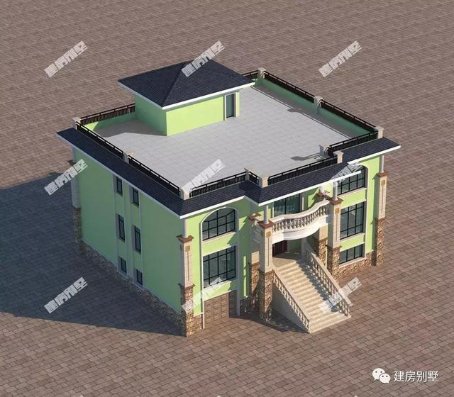 三棟都是面寬超過16米的兩層別墅設計圖，第二棟氣勢直逼城市豪宅。