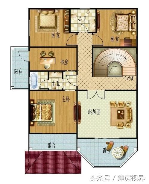 建一套三層的農(nóng)村別墅設(shè)計圖，城里買房劃算的多，還倍有面子，七室三廳五衛(wèi)。