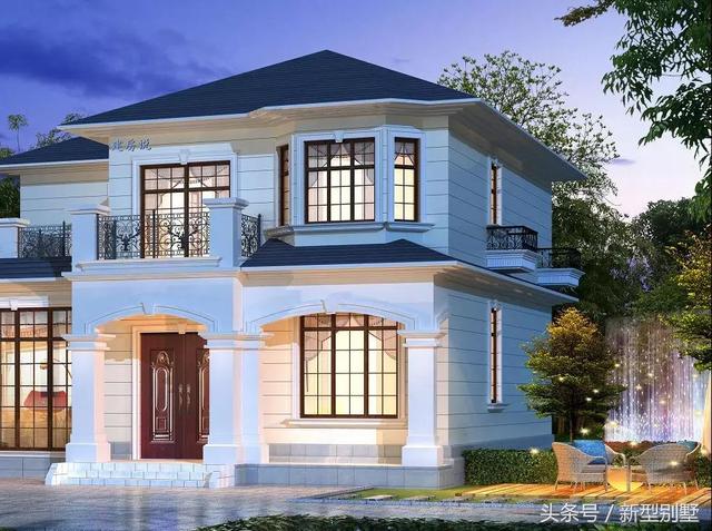 二層農(nóng)村別墅設(shè)計(jì)圖，占地148平方米，造型錯(cuò)落有致，非常高檔，夜晚后燈光特別美，你心動(dòng)了嗎？