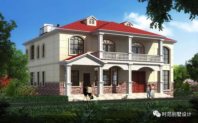 二層別墅設(shè)計圖，戶型方方正正，帶堂屋、客廳和書房，特別適合自建。