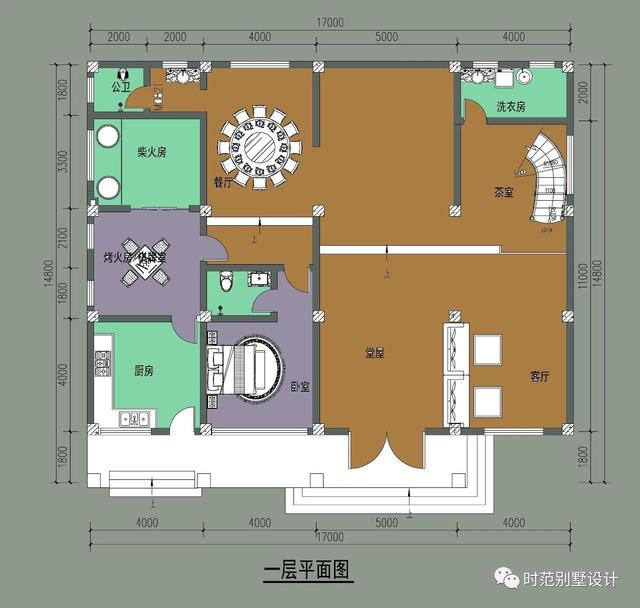 二層別墅設(shè)計圖，戶型方方正正，帶堂屋、客廳和書房，特別適合自建。