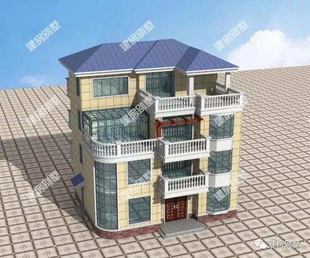 四層農(nóng)村自建房，帶陽光房和落地窗，外觀不僅美，而且設(shè)計(jì)上很有層次感。