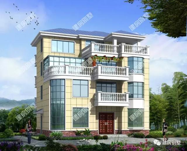 四層農(nóng)村自建房，帶陽光房和落地窗，外觀不僅美，而且設(shè)計(jì)上很有層次感。