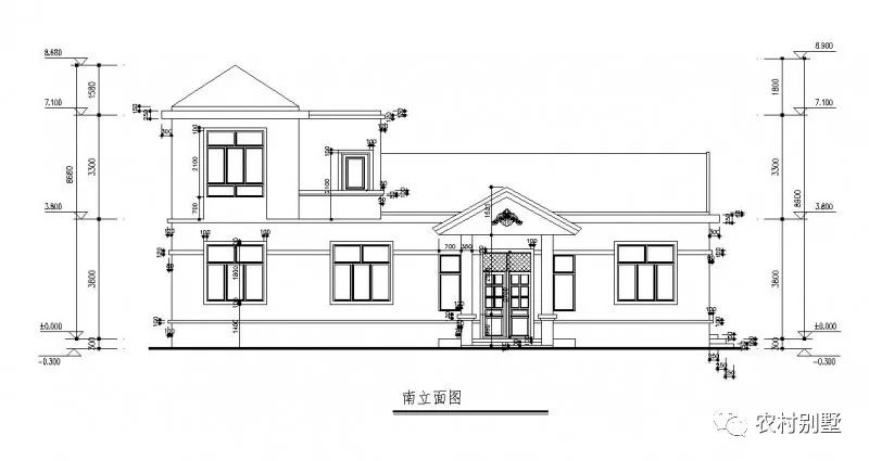 一層半農(nóng)村住宅設(shè)計圖，戶型方正，四開間設(shè)計