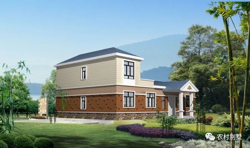 一層半農(nóng)村住宅設(shè)計圖，戶型方正，四開間設(shè)計