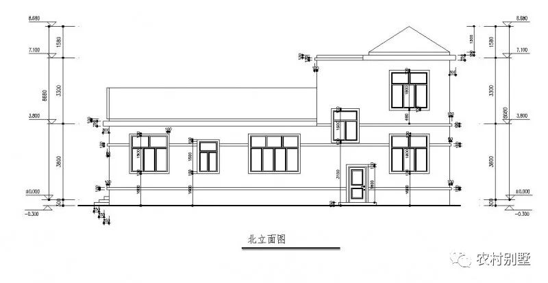 一層半農(nóng)村住宅設(shè)計圖，戶型方正，四開間設(shè)計
