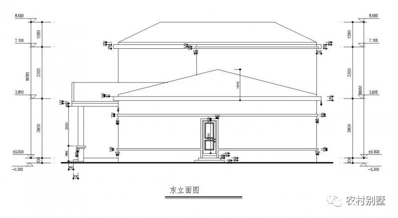 一層半農(nóng)村住宅設(shè)計圖，戶型方正，四開間設(shè)計