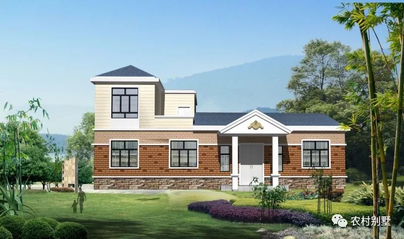 一層半農(nóng)村住宅設(shè)計圖，戶型方正，四開間設(shè)計