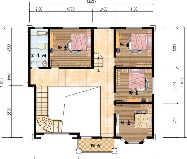 2款三層農(nóng)村自建房設(shè)計圖，1款小戶型，1款大戶型，滿足不同家庭建房的需要