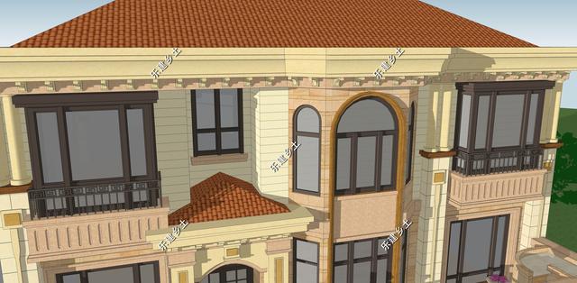 二層簡(jiǎn)歐別墅設(shè)計(jì)圖，別墅整體方正大氣，以暖色調(diào)為主，給人一種溫馨舒適的感覺(jué)