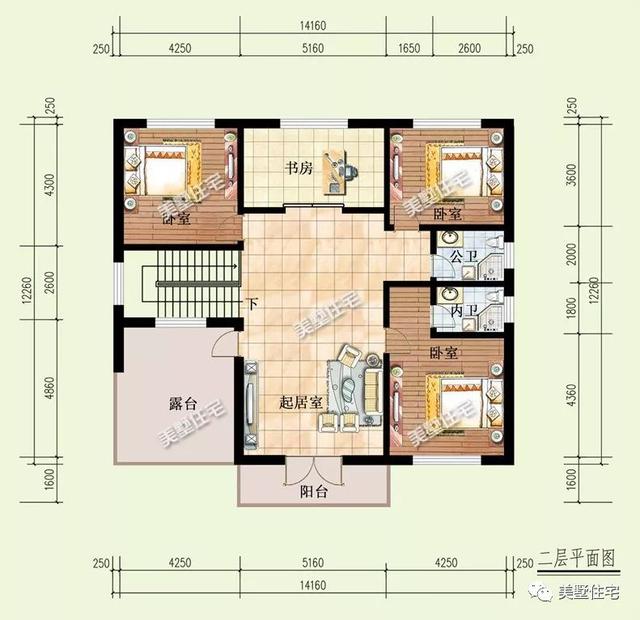 6臥4衛(wèi)二層別墅設計圖，簡單耐看實用，戶型方方正正，建在農(nóng)村很合適
