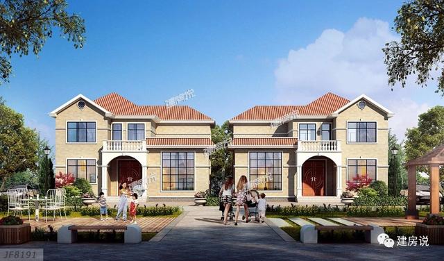 兩個兄弟合建的二層別墅設計圖，獨棟很美，兩棟一起更有氣勢，方顯兄弟感情好，房子漂亮。