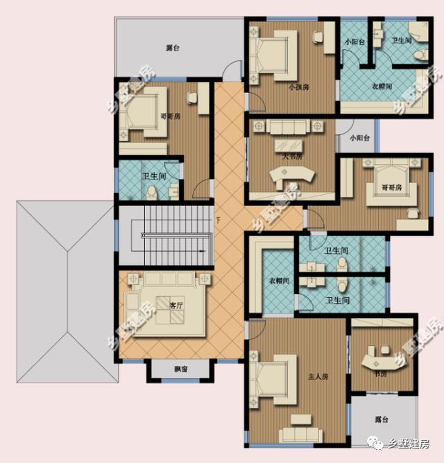 大面寬二層農(nóng)村自建房，19X19.7米，空間布局一樣緊湊，利用充分。