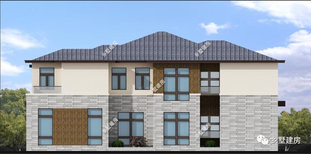 大面寬二層農(nóng)村自建房，19X19.7米，空間布局一樣緊湊，利用充分。