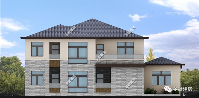 大面寬二層農(nóng)村自建房，19X19.7米，空間布局一樣緊湊，利用充分。