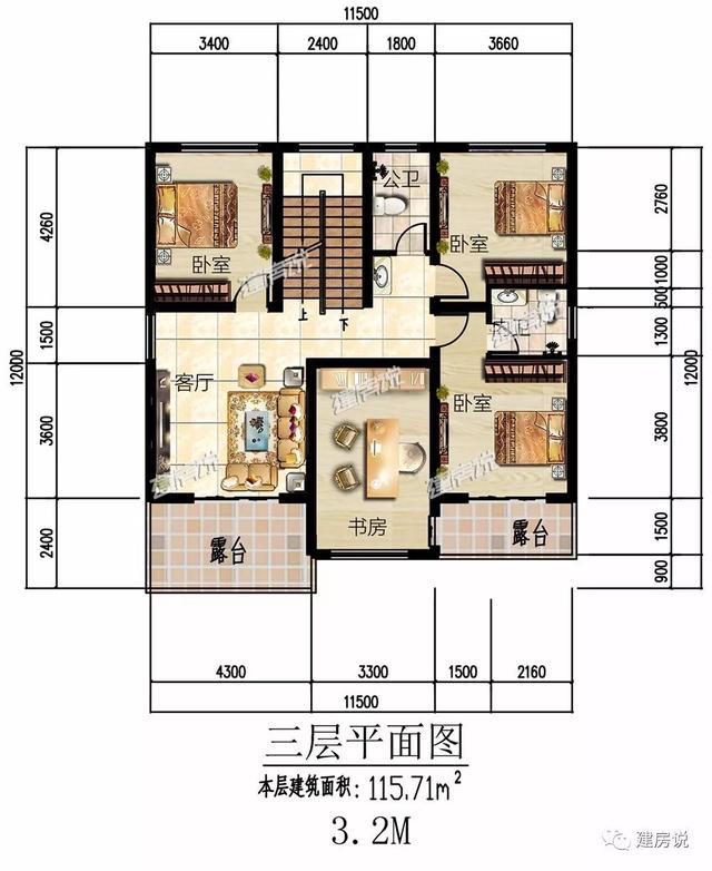 三層歐式別墅設計圖，占地方正，配色優(yōu)雅，建在農村絕對人人羨慕