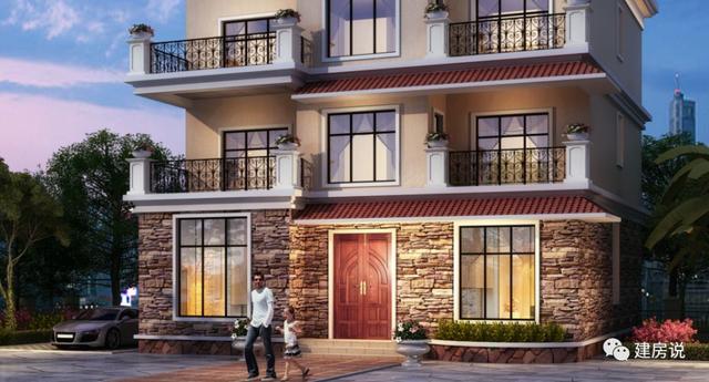 三層歐式別墅設計圖，占地方正，配色優(yōu)雅，建在農村絕對人人羨慕