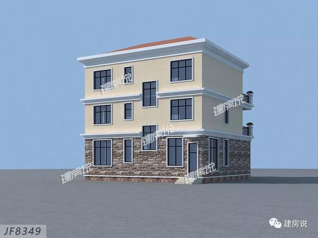 三層歐式別墅設計圖，占地方正，配色優(yōu)雅，建在農村絕對人人羨慕