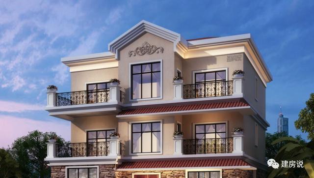 三層歐式別墅設計圖，占地方正，配色優(yōu)雅，建在農村絕對人人羨慕