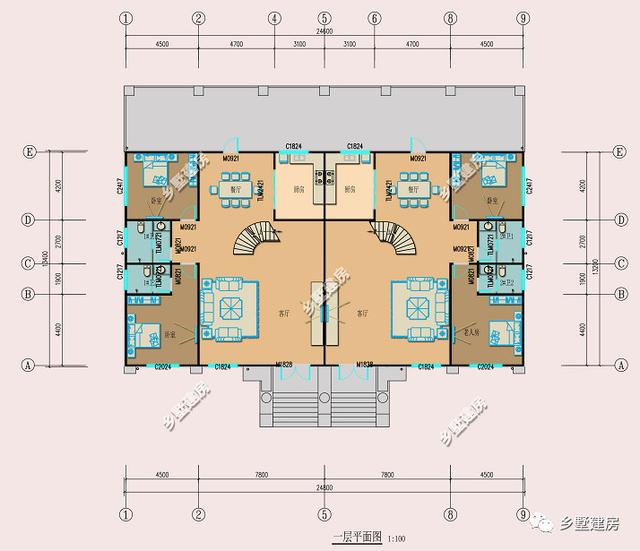 農(nóng)村雙拼自建房設(shè)計圖，外型大氣美觀，霸氣十足，兄弟住在一起還能有個照應(yīng)