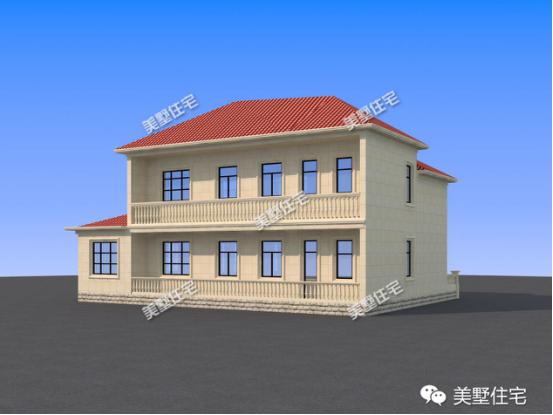 二層農(nóng)村別墅設(shè)計(jì)圖，外觀相當(dāng)?shù)暮?jiǎn)單大方，很適合農(nóng)村建