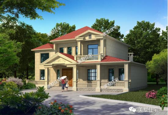 二層農(nóng)村別墅設(shè)計(jì)圖，外觀相當(dāng)?shù)暮?jiǎn)單大方，很適合農(nóng)村建