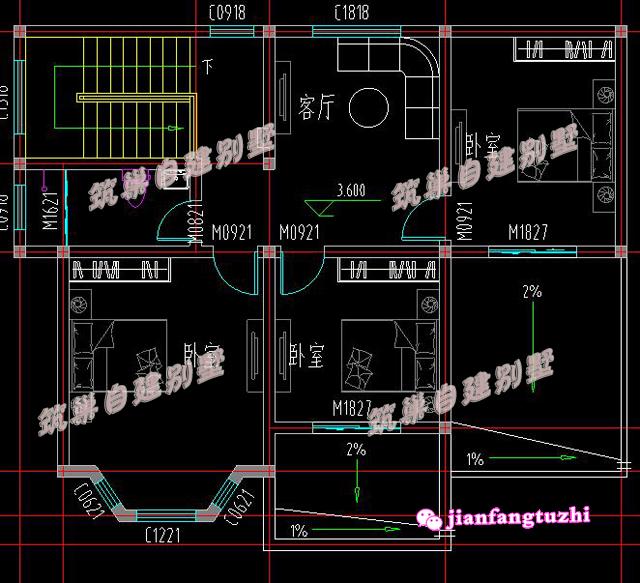 推薦一款戶型帶有車庫及堂屋設(shè)計(jì)，占地120平米左右的二層農(nóng)村別墅設(shè)計(jì)圖，不帶裝修，毛坯造價20萬以內(nèi)!