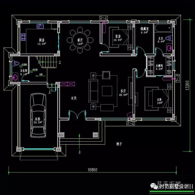 帶車庫(kù)和書房的三層復(fù)式別墅設(shè)計(jì)圖，歐式風(fēng)格適合農(nóng)村自建