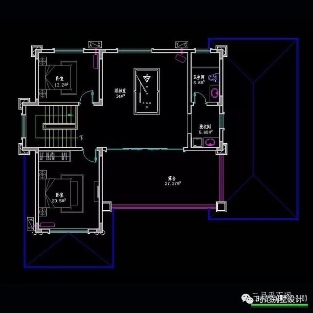 帶車庫(kù)和書房的三層復(fù)式別墅設(shè)計(jì)圖，歐式風(fēng)格適合農(nóng)村自建