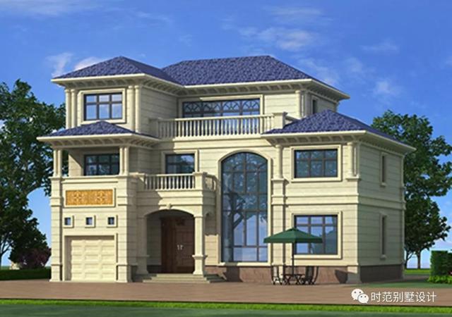 帶車庫(kù)和書房的三層復(fù)式別墅設(shè)計(jì)圖，歐式風(fēng)格適合農(nóng)村自建