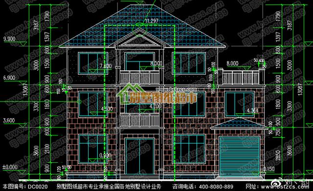 喜歡三層別墅帶大車庫的朋友 可以看看    別墅設(shè)計效果圖及施工圖