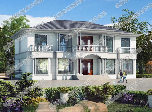 新出45萬二層農(nóng)村別墅全套施工效果圖， 清新明亮，戶型開間較大，方便現(xiàn)代人的生活。