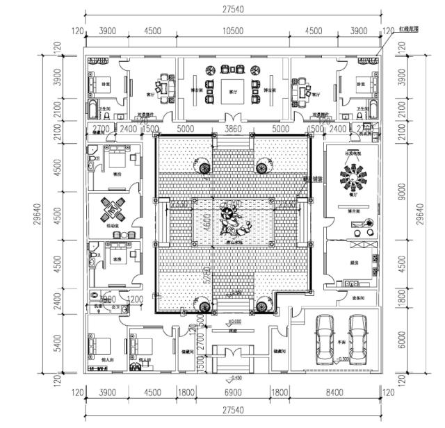 新型四合院設(shè)計(jì)圖，占地800平米，到處透著古香古色，陽光照進(jìn)走廊讓四合院冬暖夏涼住著非常舒服。