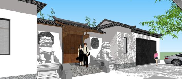 新型四合院設(shè)計(jì)圖，占地800平米，到處透著古香古色，陽光照進(jìn)走廊讓四合院冬暖夏涼住著非常舒服。