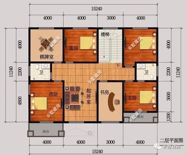 農(nóng)村二層別墅設(shè)計圖，棋牌室大陽臺閑暇時可以打牌種植花草，建上一套，與家人一起，過慢節(jié)奏的生活！