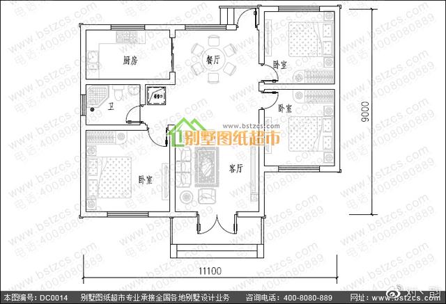 本款圖紙為一層鄉(xiāng)村小別墅設(shè)計(jì)圖，看是否是您需要的！