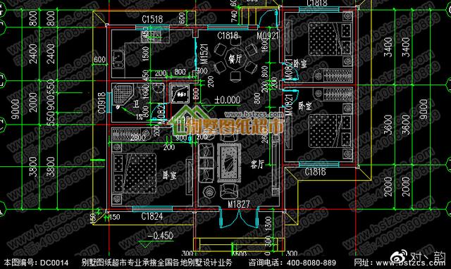 本款圖紙為一層鄉(xiāng)村小別墅設(shè)計(jì)圖，看是否是您需要的！
