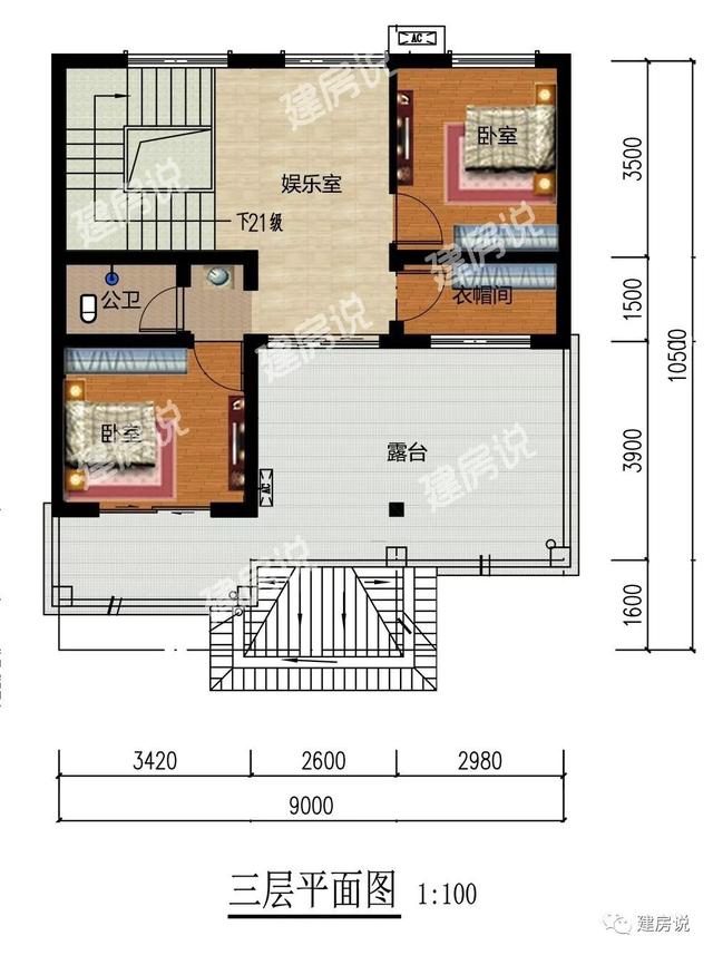 90平三層別墅設計圖，磚混結構，造價30萬左右