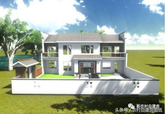 占地18×11米簡樸二層別墅設(shè)計圖，帶院子，大有采菊東籬下，悠然見南山的閑適愜意