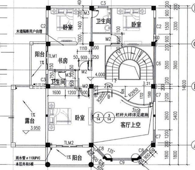 13×15米三層框架結(jié)構(gòu)別墅設(shè)計(jì)施工效果圖，帶挑空客廳，十分華麗氣派