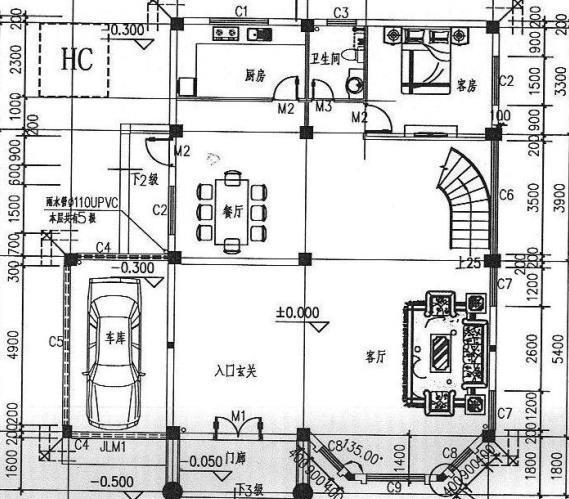 13×15米三層框架結(jié)構(gòu)別墅設(shè)計(jì)施工效果圖，帶挑空客廳，十分華麗氣派