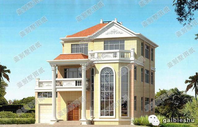 13×15米三層框架結(jié)構(gòu)別墅設(shè)計(jì)施工效果圖，帶挑空客廳，十分華麗氣派