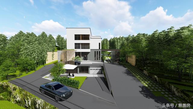 四層豪華現(xiàn)代別墅設(shè)計圖，框架結(jié)構(gòu)，主體造價65萬左右