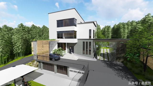 四層豪華現(xiàn)代別墅設(shè)計圖，框架結(jié)構(gòu)，主體造價65萬左右