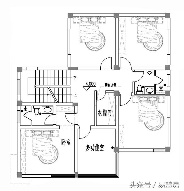 四層豪華現(xiàn)代別墅設(shè)計圖，框架結(jié)構(gòu)，主體造價65萬左右