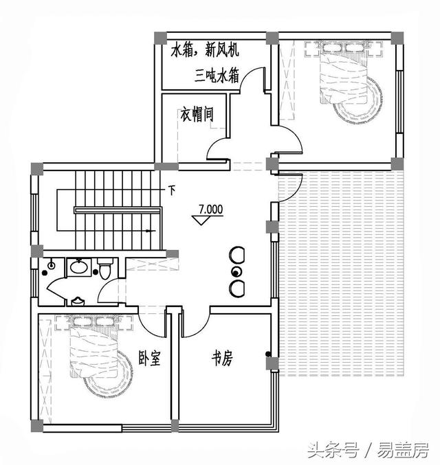 四層豪華現(xiàn)代別墅設(shè)計圖，框架結(jié)構(gòu)，主體造價65萬左右