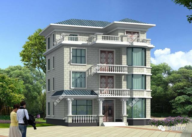 這棟平屋頂簡約田園風(fēng)別墅設(shè)計圖，多臥室，多套房，還帶大院子